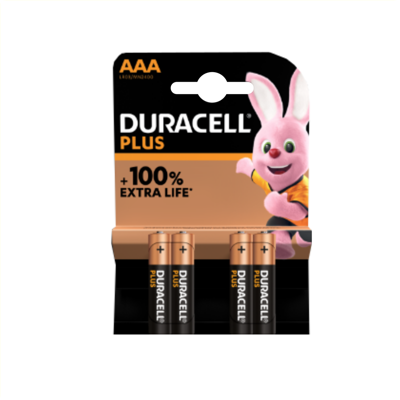 Duracell Plus alkaline batterij aaa per 4 stuks oranje/zwart