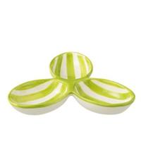 J-Line Apero Dish Granada Stripes Clover Ceramic White Green - thumbnail