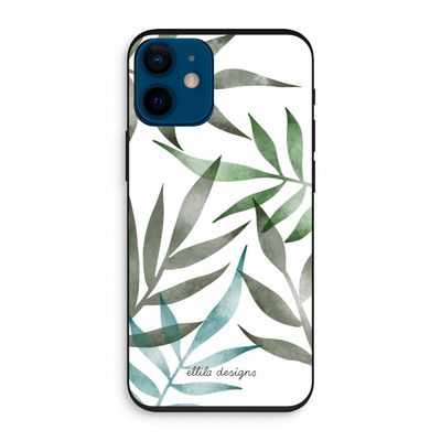 Tropical watercolor leaves: iPhone 12 mini Biologisch afbreekbaar hoesje