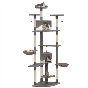 VidaXL Kattenkrabpaal met sisal krabpalen 203 cm grijs en wit