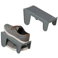 Set van 10x stuks schoenenrekjes/plankjes voor 1 paar schoenen grijs 29,5 x 25 cm