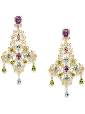 Dolce & Gabbana boucles d'oreilles Filigree en or jaune 18ct serties d'améthyste, aigue-marine, péridot et morganite