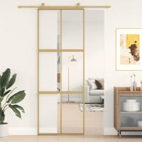 VidaXL Schuifdeur 76x205 cm helder esg-glas en aluminium goudkleurig