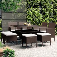 9-delige Tuinset poly rattan bruin