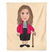Cartoon Fleecedeken Old Woman - Pillow Buddies