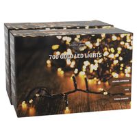 Set van 2x stuks kerstverlichting goud 700 lampjes 1400 cm - thumbnail