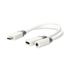 Nedis USB-C Adapter | USB 2.0 | USB-C Male | USB-C Female / 3,5 mm Female | 0.10 m | Rond | Verguld | PVC | Wit | Doos - CCBW64922WT01