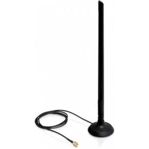DeLOCK 88410 antenne SMA 2.4-2.5Ghz 6.5 dBi magnetische voet 30cm hoog, 1m aansluitkabel