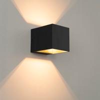 Fornax nero by LUSENZ - Kubusvormige up and down wandlamp met een mat zwarte coating