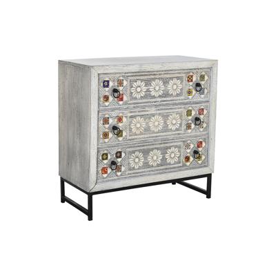Ladekast DKD Home Decor Keramisch Grijs Wit Mangohout (80 x 38 x 80 cm)