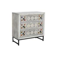 Ladekast DKD Home Decor Keramisch Grijs Wit Mangohout (80 x 38 x 80 cm)
