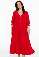 Yoek Jurk swing gesmokte mouw | Rood | Maat 58/60