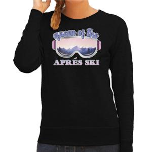 Apres ski sweater voor dames - Queen of the apres ski - zwart - apres ski/wintersport - skien