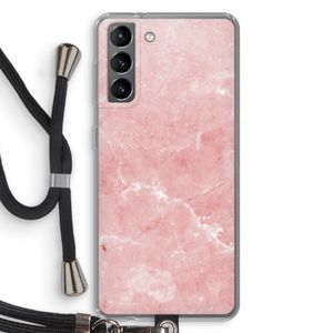 Roze marmer: Samsung Galaxy S21 Transparant Hoesje met koord