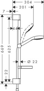 Hansgrohe Croma Select S Vario Unica Glijstangset 65 Cm. Casetta E Chroom