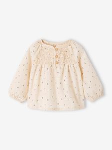 Babyblouse met smokwerk ecru