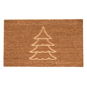 Clayre & Eef Deurmat 75x45 cm Bruin Kokosvezel Pvc Rechthoek Kerstboom Kokosmat Bruin Kokosmat