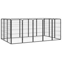Hondenkennel 16 panelen 50 x 100 cm gepoedercoat staal zwart