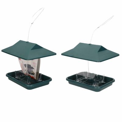 4x Stuks vogel voeder huisje voor vogelzaad groen