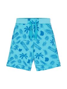 Moschino Kids short en coton à logo imprimé - Bleu