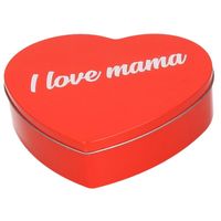 Metalen rode hartvorm I Love Mama blikje cadeauverpakking snoepblik/koektrommel 18 cm - thumbnail