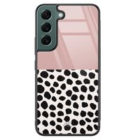 Samsung Galaxy S22 Plus glazen hardcase - Pink dots Samsung Galaxy S22 Plus glazen hardcase - Pink dots