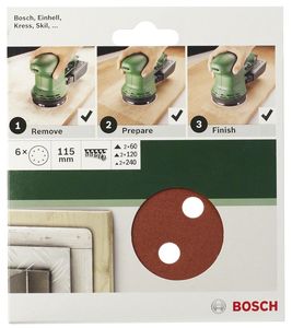 Bosch Accessories 2609256A19 Excenterschuurpapier Met klittenband, Geperforeerd Korrelgrootte 180 (Ø) 115 mm 5 stuk(s)