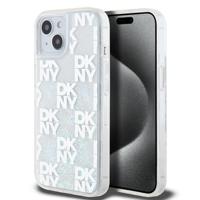 iPhone 15 DKNY Liquid Glitter Checkered Pattern Hoesje - Transparant