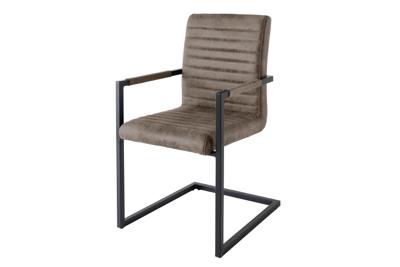 Eetkamer stoel stoel LOFT met armleuningen ijzeren poten microvezel taupe grijs - 44409