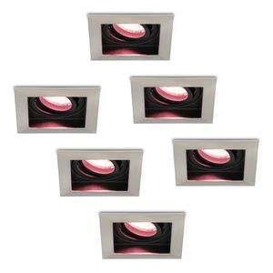 Hofronic Set van 6 stuks smart WiFi+Bluetooth LED inbouwspots Vierkant Durham RGBWW kantelbaar IP20