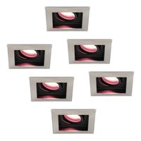 Hofronic Set van 6 stuks smart WiFi+Bluetooth LED inbouwspots Vierkant Durham RGBWW kantelbaar IP20