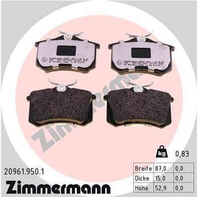 Remblokkenset, schijfrem rd:z 209619501