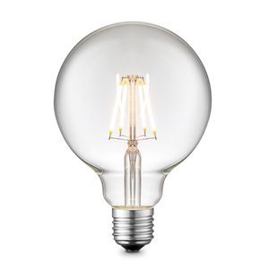 Edison Vintage LED filament lichtbron Globe - Helder - G95 Deco - Retro LED lamp - 9.5/9.5/13.5cm - geschikt voor E27 fitting - Dimbaar - 6W 700lm 3000K - warm wit licht