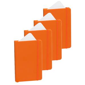 Notitieboekje met harde kaft en elastiek - 4x - oranje - 9 x 14 cm - 100 blanco paginas