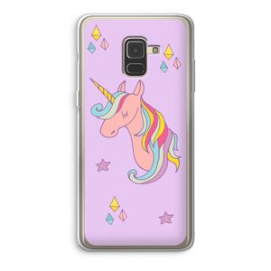 Roze eenhoorn: Samsung Galaxy A8 (2018) Transparant Hoesje