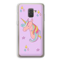 Roze eenhoorn: Samsung Galaxy A8 (2018) Transparant Hoesje