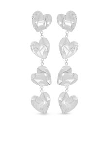 Oscar de la Renta boucles d'oreilles pendantes Crushed Heart - Argent