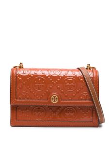 Tory Burch sac à bandoulière en cuir à fini verni - Orange