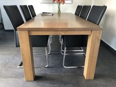 Set van 6 leren eetkamerstoelen met sledepoot - zwart leer - Echt leer, Industrieel, ontdek de vele Leersoorten en Kleuren bij ShopX