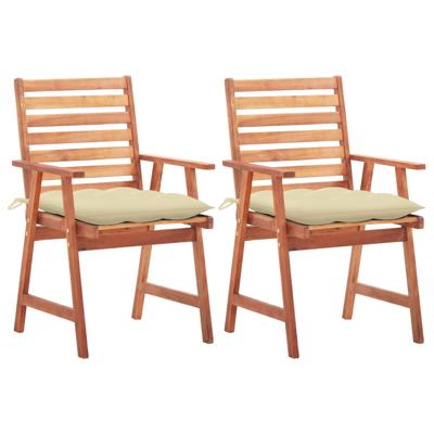 Tuinstoelen 2 st met kussens massief acaciahout