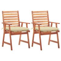 Tuinstoelen 2 st met kussens massief acaciahout