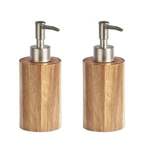 2x Zeeppompjes met houten houder 18 cm - Zeeppompjes