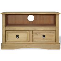 The Living Store Corona Tv-kast - 91 x 43 x 56 cm - Massief grenenhout - Bruin - Met lades en vak