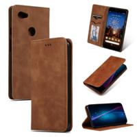 Retro huid feel Business magnetische horizontale Flip lederen case voor Google pixel 3A XL (bruin)