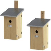 2x Houten vogelhuisjes/nesthuisjes 39 cm met kijkluik - thumbnail