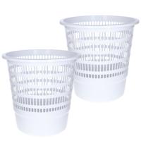 Afvalbak/vuilnisbak/kantoor prullenbak - 2x - wit - kunststof - H29 cm - 10 Liter Afvalbak/vuilnisbak/kantoor prullenbak - 2x - wit - kunststof - H29 cm - 10 Liter