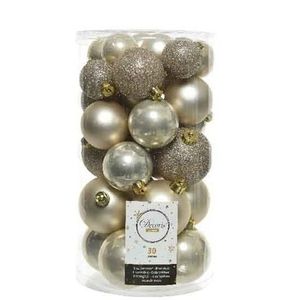 90x Licht parel/champagne kerstballen 4 - 5 - 6 cm kunststof mat