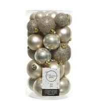 90x Licht parel/champagne kerstballen 4 - 5 - 6 cm kunststof mat - thumbnail