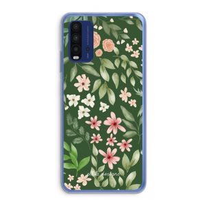 Botanical green sweet flower heaven: Xiaomi Redmi 9T Transparant Hoesje