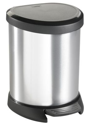 Curver decobin pedaalemmer ovaal 5 liter + binnenemmer zilver metallic